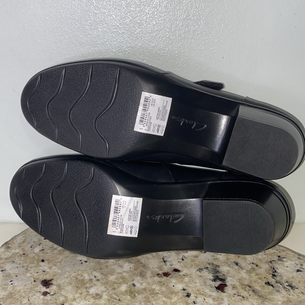 CLARKS EMSLIE LULIN BLACK LEATHER MARY JANE COMFORT HEELS Women’s Size 10 NWT! - Picture 14 of 16